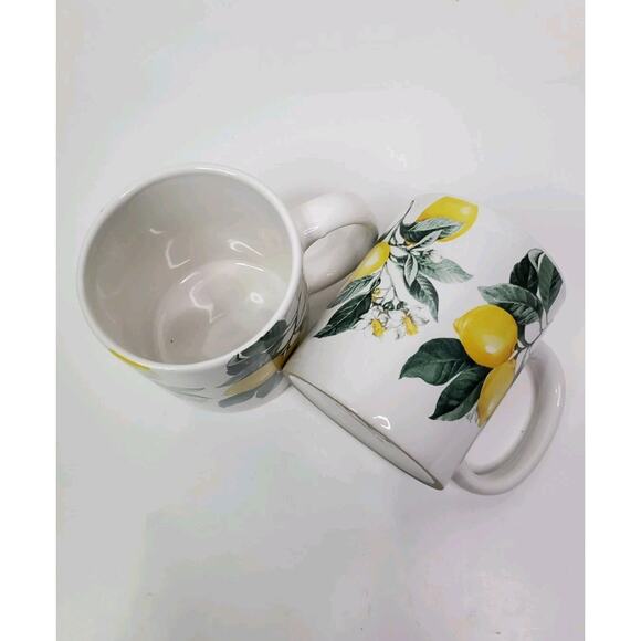 2 Lemons Coffee Mug Ceramic White Beverage Cup Lemons - Picture 4 of 4